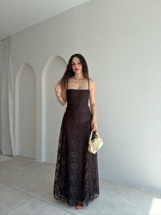 CALVİN Maxi Elbise 3478 - Acı Kahve 