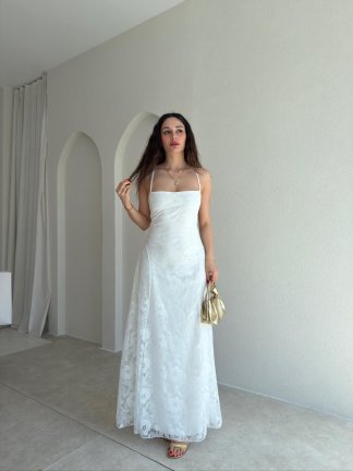 CALVİN Maxi Elbise 3478 - Beyaz 