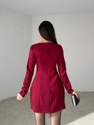 CAMİLA Mini Elbise 1216 - Bordo - 3