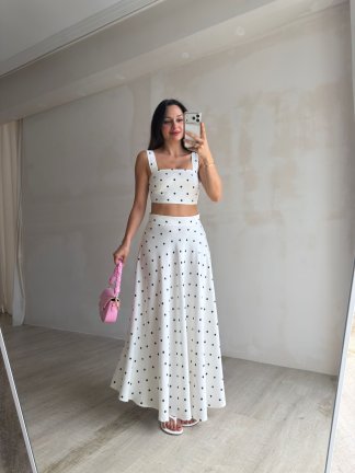 CAMİLA Puantiyeli Takım 3686 - Beyaz - 2