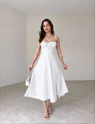 CANALETTO Midi Elbise 1602 - Beyaz - 1