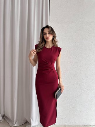 CANDİDA Midi Elbise 4561 - Bordo 