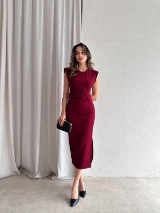 CANDİDA Midi Elbise 4561 - Bordo - 2