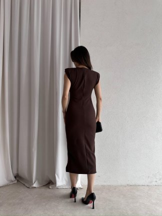 CANDİDA Midi Elbise 4561 - Acı Kahve - 3