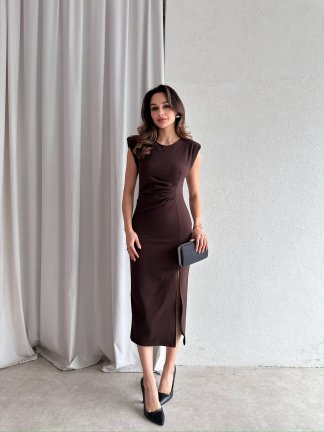 CANDİDA Midi Elbise 4561 - Acı Kahve - 2