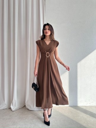 CAPELLA Maxi Elbise 4506 - Acı Kahve - 3