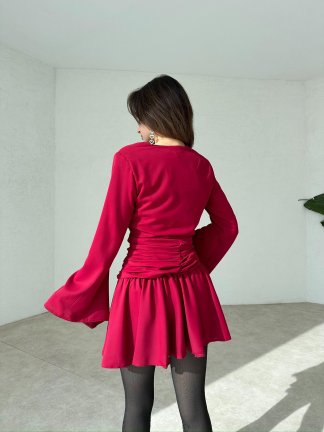 CARBELLA Mini Elbise 1240 - Bordo - 4