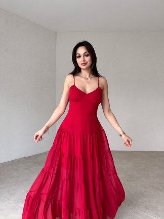 CARLETON Maxi Elbise 2411 - Kırmızı - 2