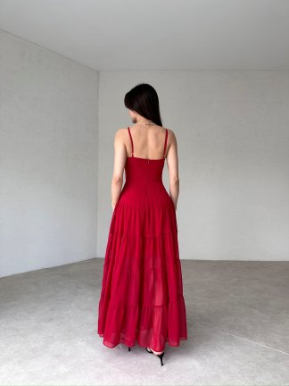 CARLETON Maxi Elbise 2411 - Kırmızı - 3