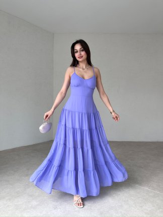 CARLETON Maxi Elbise 2411 - Lila - 2