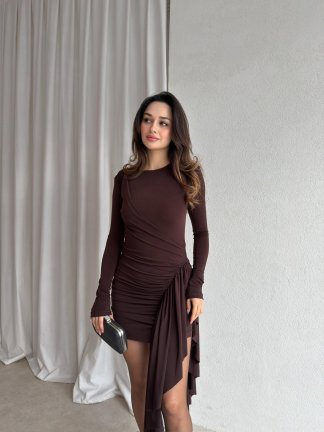 CARLOTTA Mini Elbise 8690 - Acı Kahve - 3