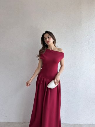 CARRİLLO Maxi Elbise 7808 - Bordo 