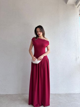 CARRİLLO Maxi Elbise 7808 - Bordo - 2