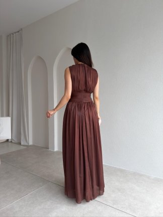  CASANDRA Maxi Elbise 5477 - Acı Kahve - 3