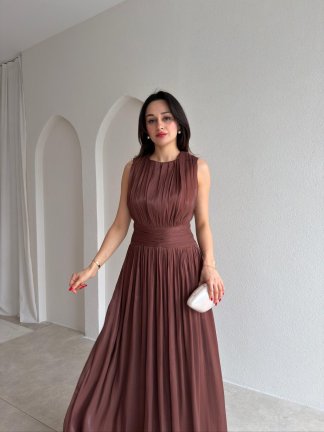  CASANDRA Maxi Elbise 5477 - Acı Kahve - 2