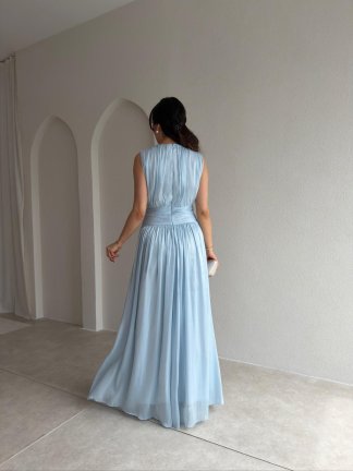 CASANDRA Maxi Elbise 5477 - Bebe Mavisi - 3