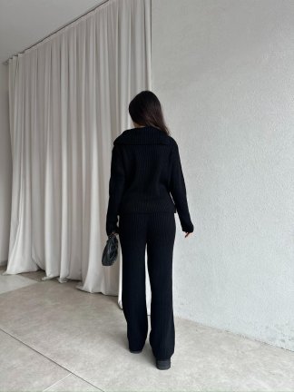 CASPER Fermuar Yaka Triko Takım 8685 - Siyah - 4