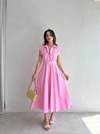CASTEL Midi Elbise 8392 - Pembe - 2