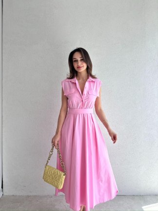 CASTEL Midi Elbise 8392 - Pembe - 1
