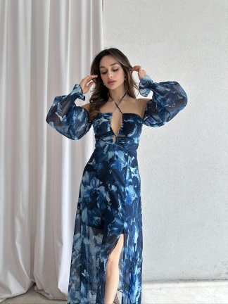 CATRİNA Maxi Elbise 6395 - Mavi 