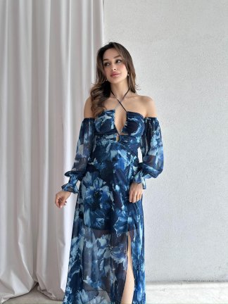 CATRİNA Maxi Elbise 6395 - Mavi - 3