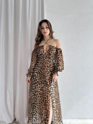 CATRİNA Maxi Elbise 6395 - Leopar 
