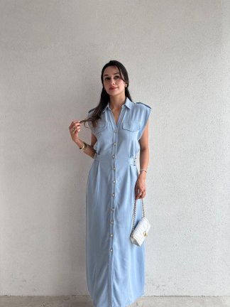 CELEBRİTY Maxi Elbise 8429 - Mavi 