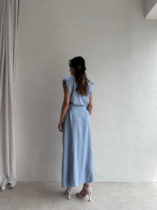 CELEBRİTY Maxi Elbise 8429 - Mavi - 3