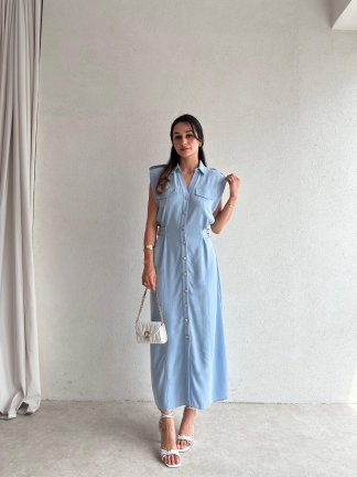 CELEBRİTY Maxi Elbise 8429 - Mavi - 2