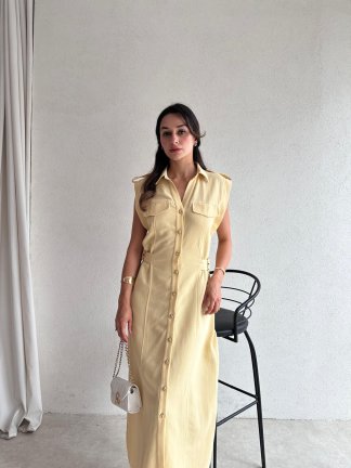 CELEBRİTY Maxi Elbise 8429 - Sarı 
