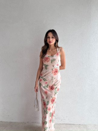 CELESTİA Maxi Elbise 0258 - Vizon 