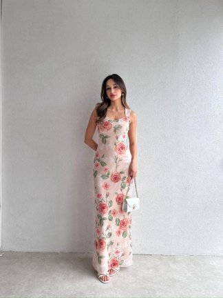 CELESTİA Maxi Elbise 0258 - Vizon - 3