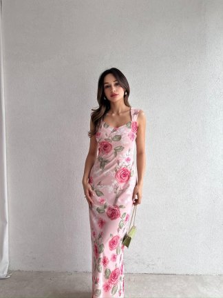 CELESTİA Maxi Elbise 0258 - Pembe 