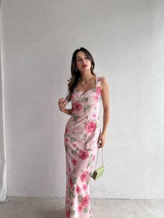 CELESTİA Maxi Elbise 0258 - Pembe - 2