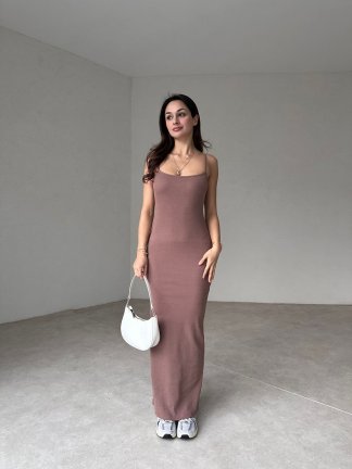 CHAPA Maxi Elbise 9211 - Kahverengi - 2