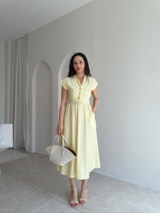 CHAPTER Midi Elbise 7588 - Sarı 