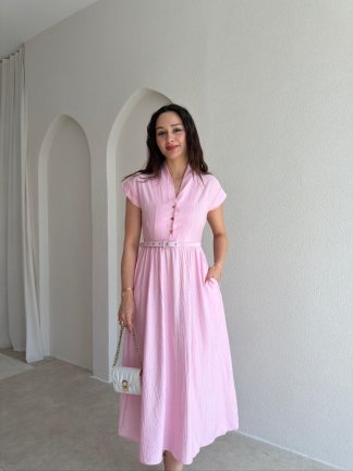 CHAPTER Midi Elbise 7588 - Pembe - 2