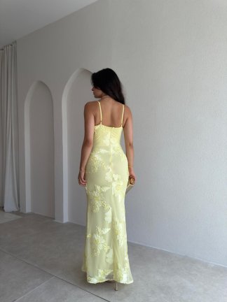 CHARM Maxi Elbise 3056 - Sarı - 3
