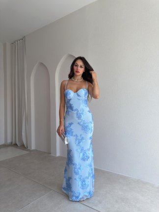 CHARM Maxi Elbise 3056 - Mavi - 1