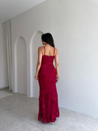 CHARM Maxi Elbise 3056 - Bordo - 3