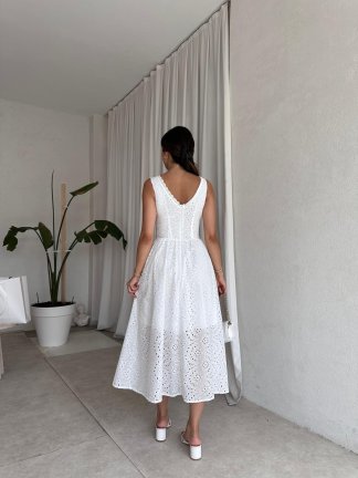 CHERRY Midi Elbise 8031 - Beyaz - 3