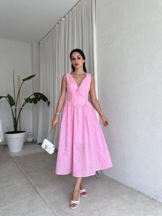 CHERRY Midi Elbise 8031 - Pembe - 3
