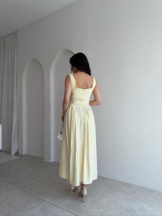 CHİARA Midi Elbise 3512 - Sarı - 3