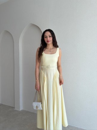 CHİARA Midi Elbise 3512 - Sarı - 2