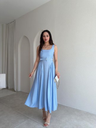 CHİARA Midi Elbise 3512 - Bebe Mavisi 