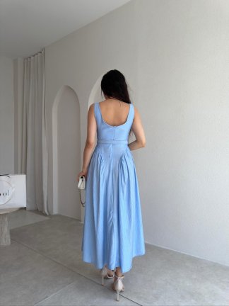 CHİARA Midi Elbise 3512 - Bebe Mavisi - 3