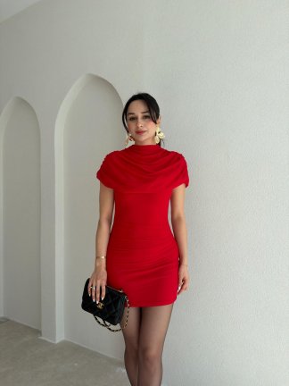 CHİP Mini Elbise 8857 - Kırmızı - 1