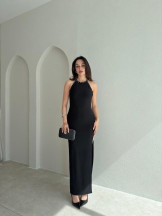 CHRİS Maxi Elbise 3823 - Siyah - 4