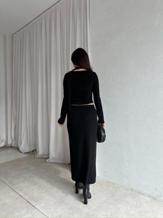 CİTRUS Triko Fularlı Takım 8768 - Siyah - 3