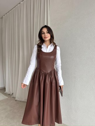 CİTY Elbise 8546 - Kahverengi - 2